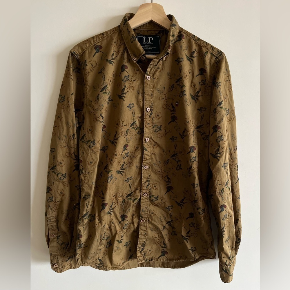 LP Louis Philippe Birds and Flowers Print Button down Shirt in super slim fit